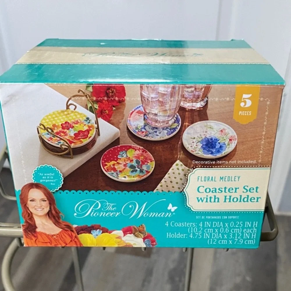 The Pioneer Woman Floral Medley Coaster Set - Red, Blue, Yellow